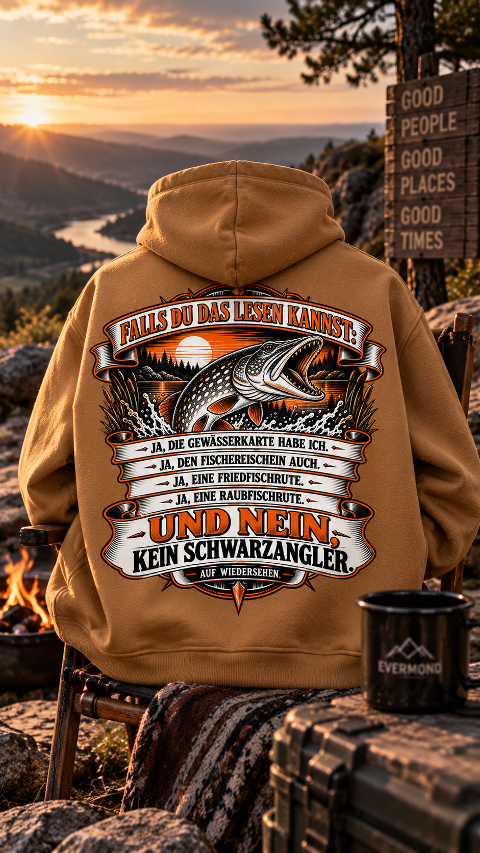 Angler Hoodie „Kein Schwarzangler“ – Lustiger Angel-Hoodie | EVERMOND