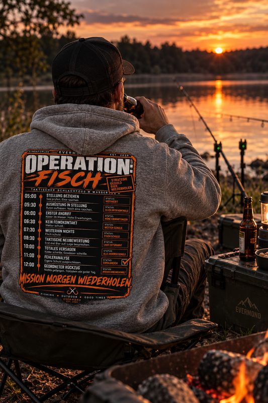 Angler Hoodie „Operation: Fisch“ – Lustiger Angelpullover | EVERMOND